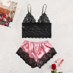 Lace See-Through Pajamas – Suspender Shorts Set for Women Summer Sleepwear