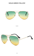 Double Bridge Aviator Sunglasses – Alloy Frame Gradient Lenses for Unisex Fashion