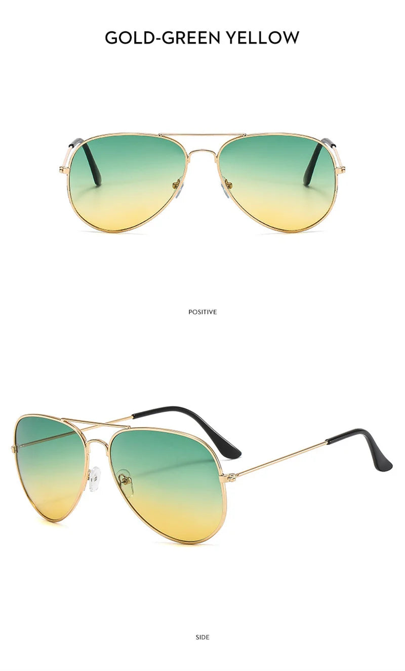 Double Bridge Aviator Sunglasses – Alloy Frame Gradient Lenses for Unisex Fashion