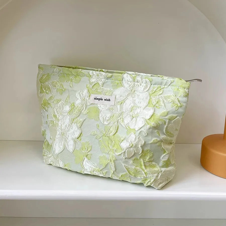 Floral Print Cosmetic Bag – Zippered Makeup Pouch for Travel Essentials
