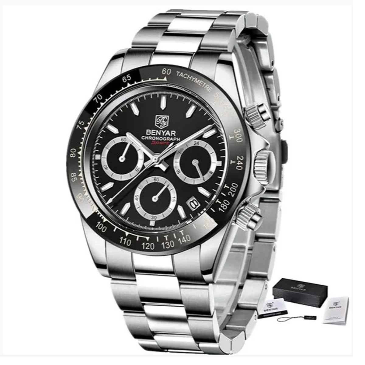 BENYAR Stainless Steel Chronograph Watch – Luxury Quartz for Men