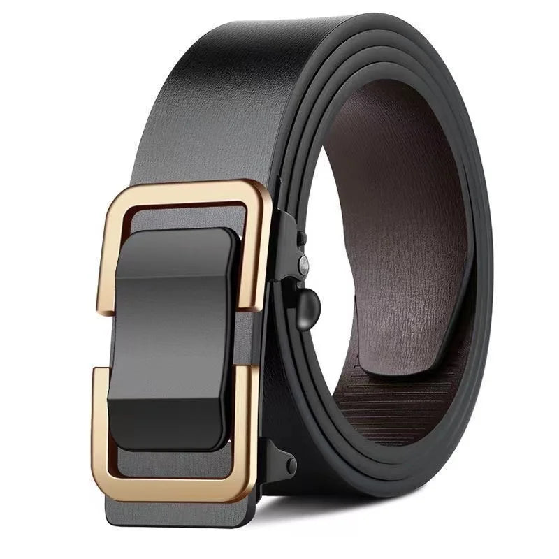 Genuine Leather Automatic Belt – Luxury Metal Buckle Strap for Men