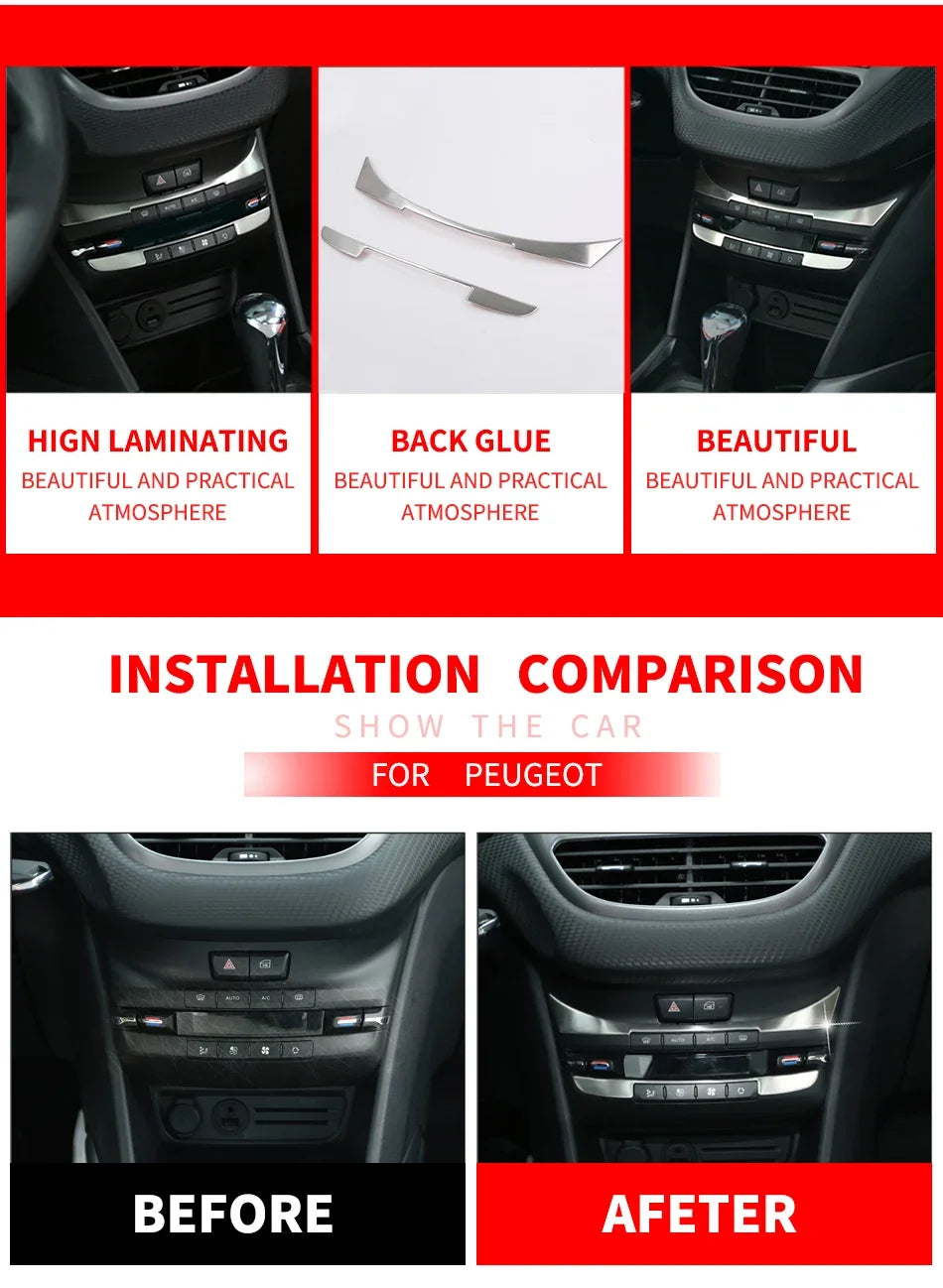 AC Control Panel Sequins – Interior Trim Stickers for Peugeot 208 2008