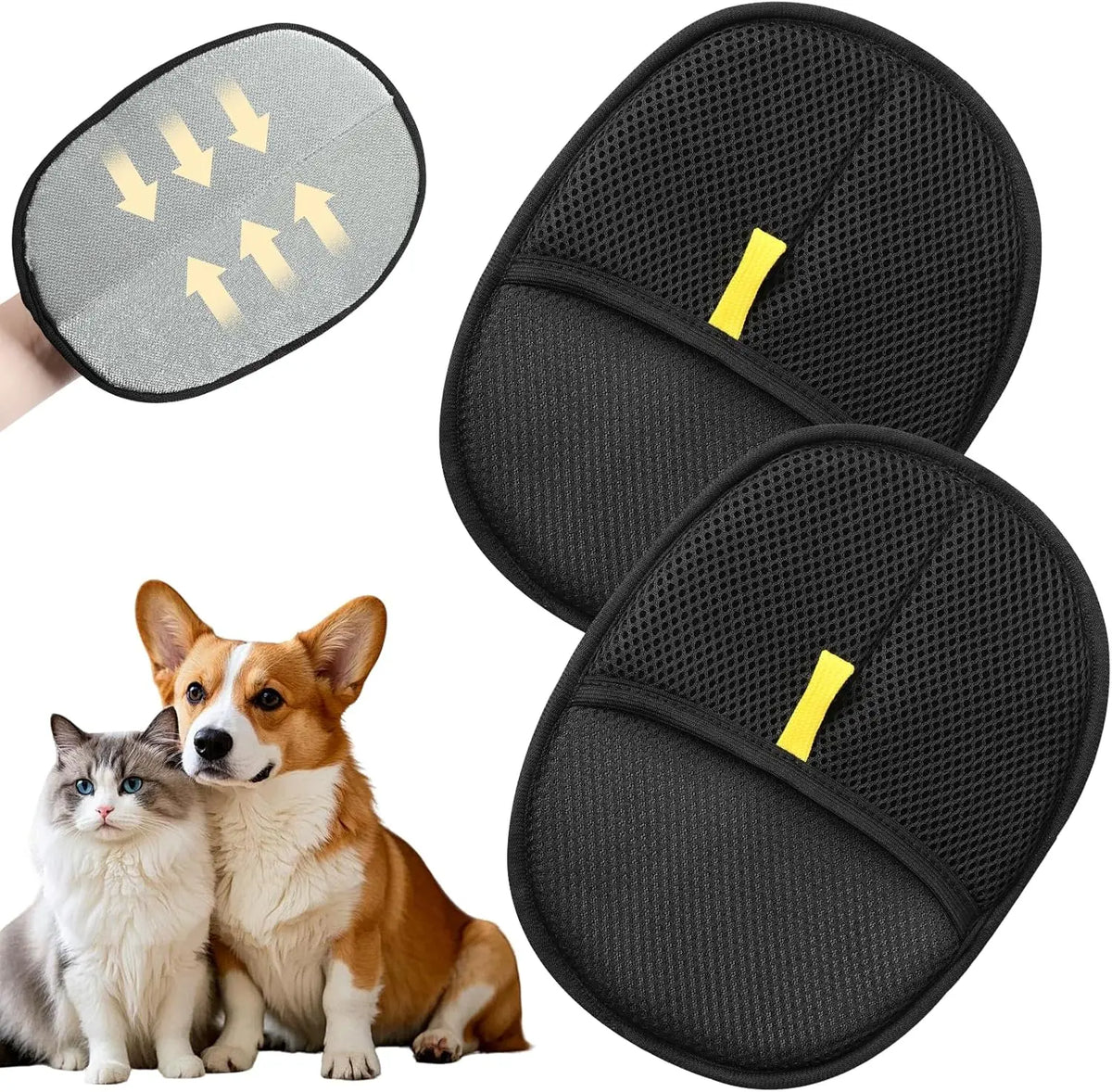 Electrostatic Grooming Gloves – Pet Hair Remover for Dogs and Cats