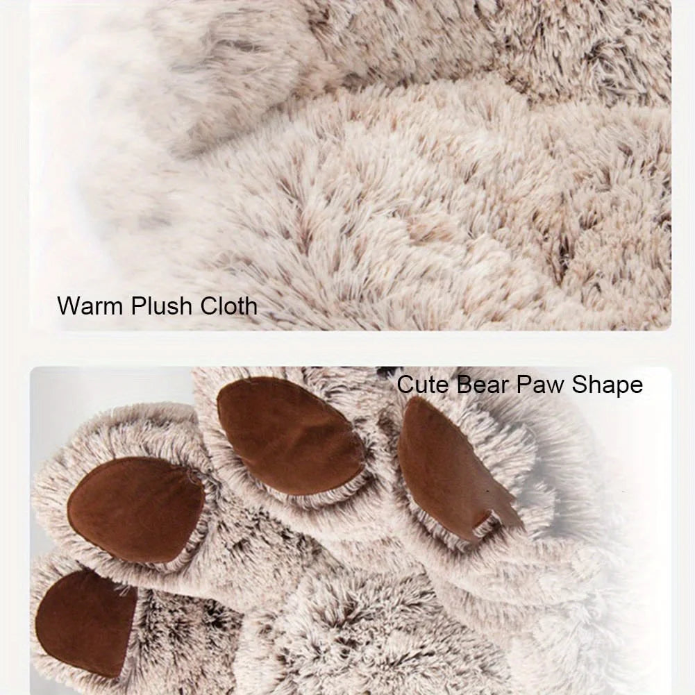 Bear Paw Pet Bed – Fluffy Plush Sofa for Small and Medium Dogs and Cats