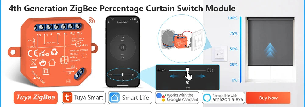 Smart Roller Shutter Switch – Voice Control for Automated Home Blinds