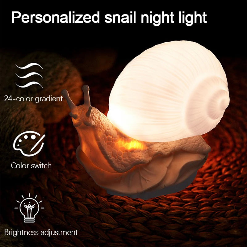 Cute Snail Night Light – Color Changing Bedside Lamp for Kids Room Decor