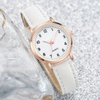 Arabic Dial Quartz Wristwatch – Leather Strap Casual Gift for Women