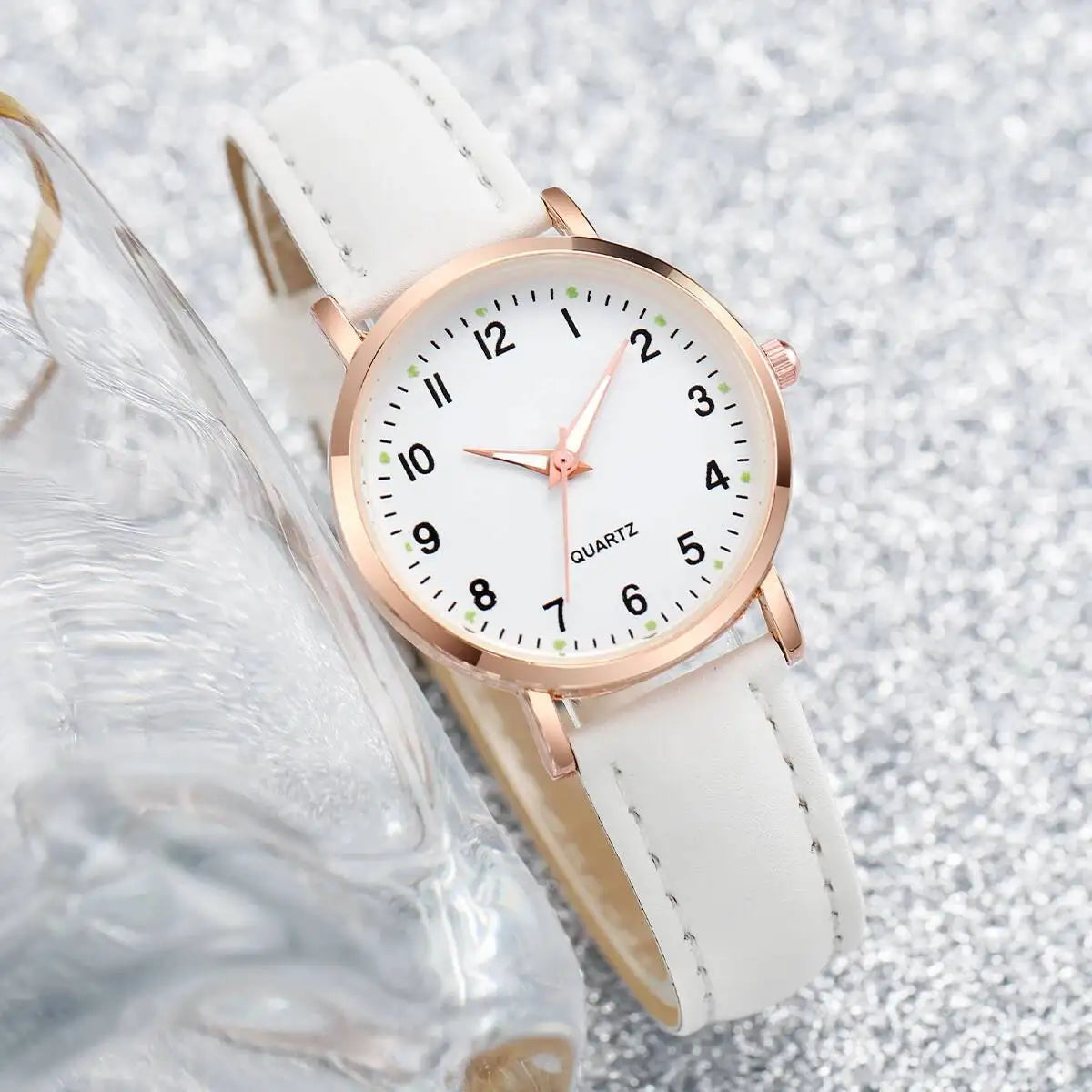 Arabic Dial Quartz Wristwatch – Leather Strap Casual Gift for Women