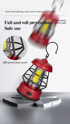 Retro LED Tent Lantern – Portable Hanging Lamp for Outdoor Camping