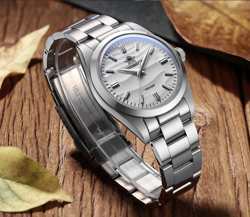 ADDIESDIVE 36mm Quartz Watch – Stainless Steel Sand Dial for Everyday Wear