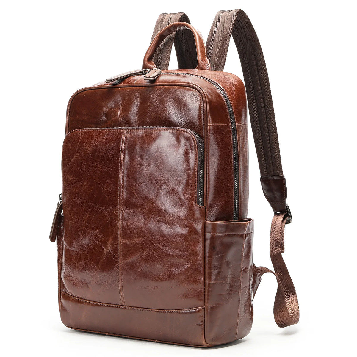 Genuine Leather Laptop Backpack – 14 Inch Business Bag for Men