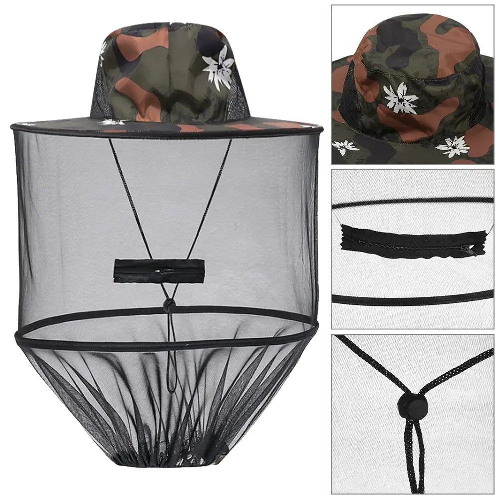 Mosquito Head Net Hat – Sun Protection Mesh Veil for Outdoor Fishing Hiking