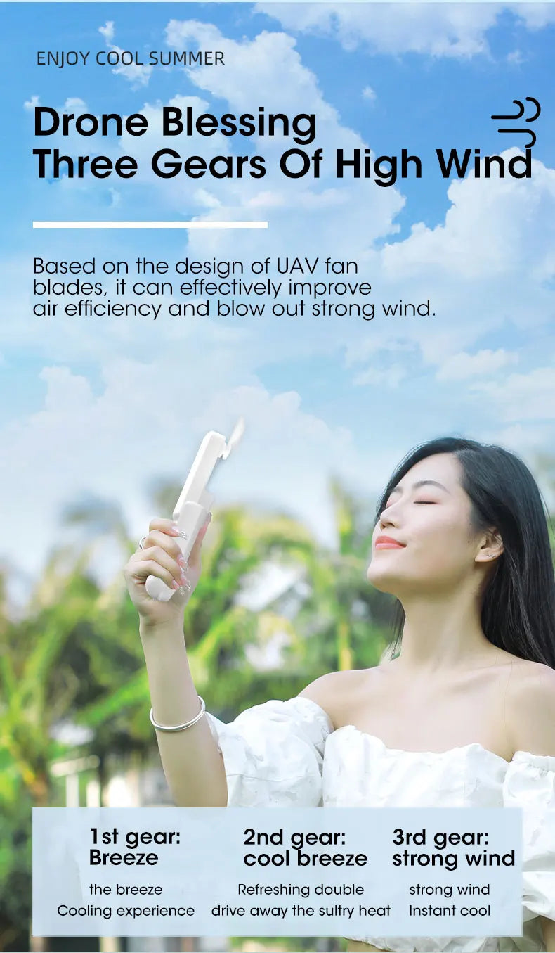 Portable USB Handheld Fan – Rechargeable Collapsible Cooler for Office Home