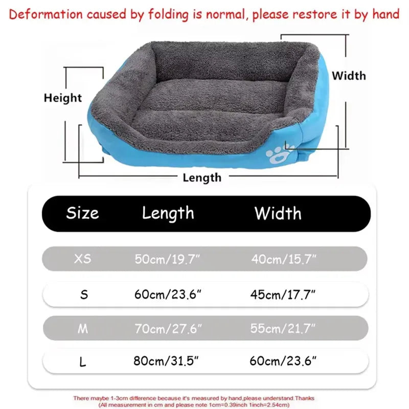 Soft Square Pet Bed – Waterproof Warm Winter Mat for Small to Large Dogs