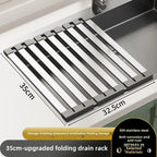 Stainless Steel Roll Up Drain Rack – Foldable Kitchen Dish Drying Basket