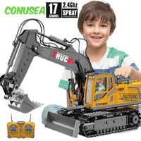 Alloy RC Excavator Toy – 2.4G Remote Control Engineering Truck for Kids