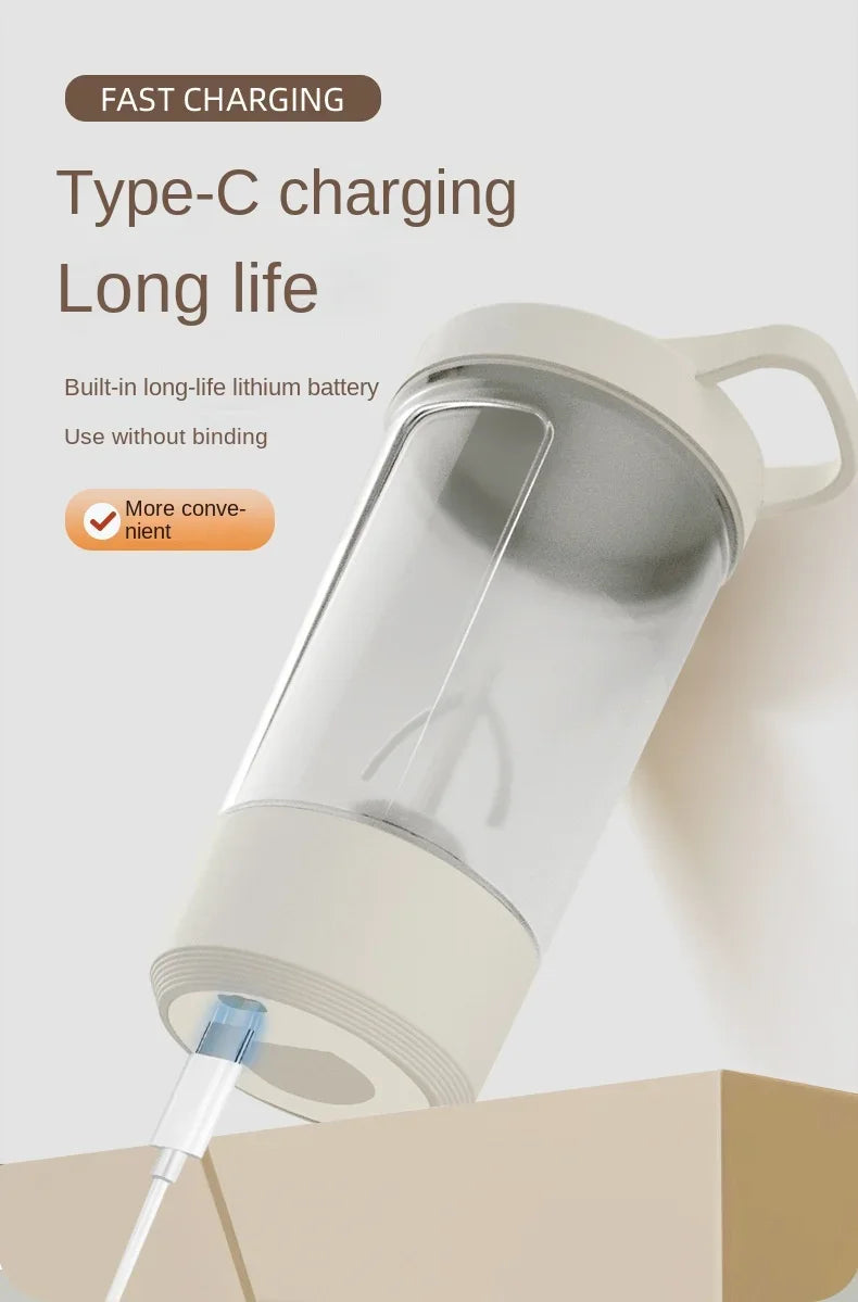 Portable Electric Protein Shaker – 450ml USB Rechargeable Mixer for Fitness Gym