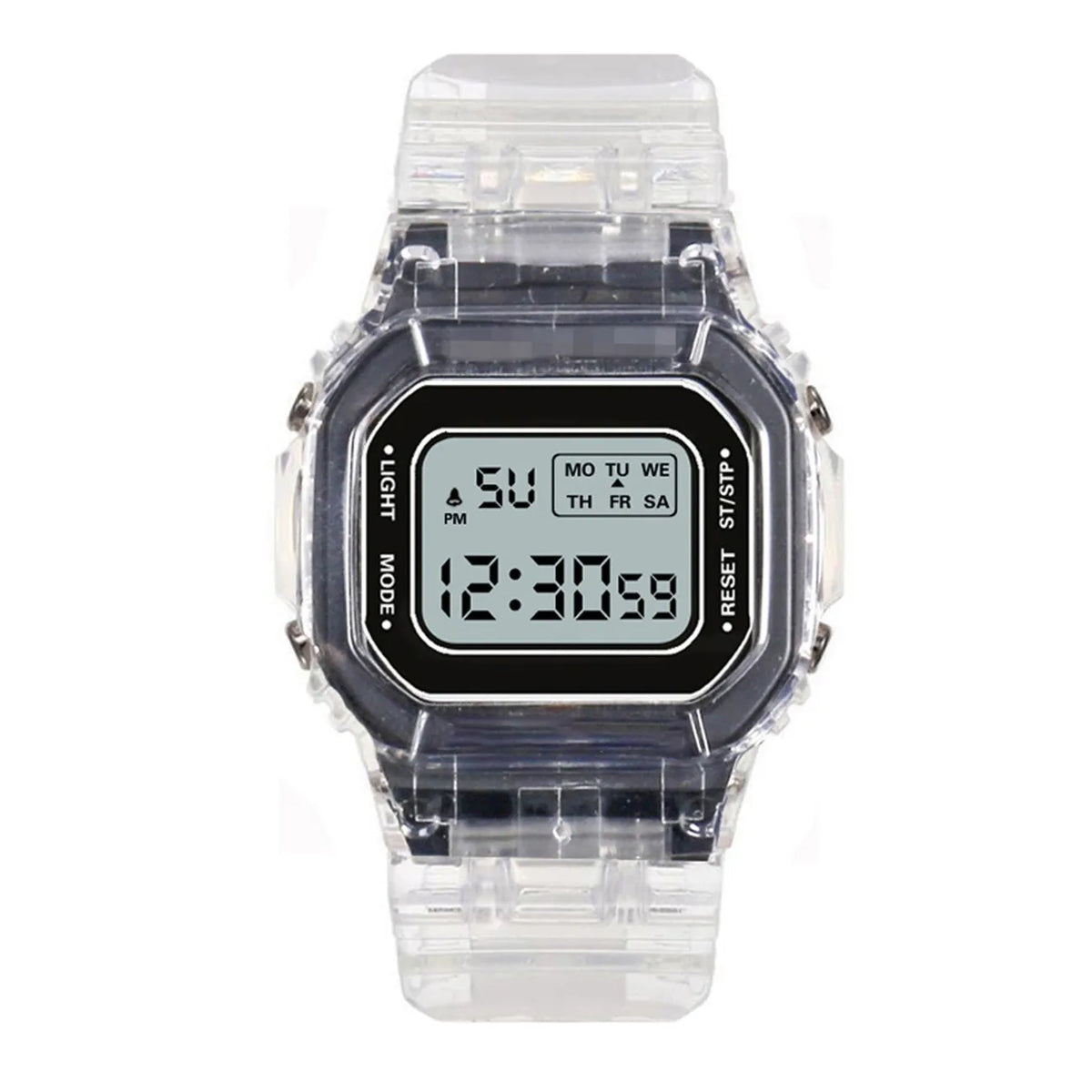 Transparent Digital Sport Wristwatch – Unisex Timepiece for Kids and Adults