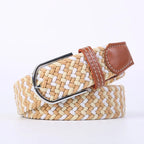Woven Elastic Canvas Belt – Stretch Braided Buckle Strap for Casual Jeans