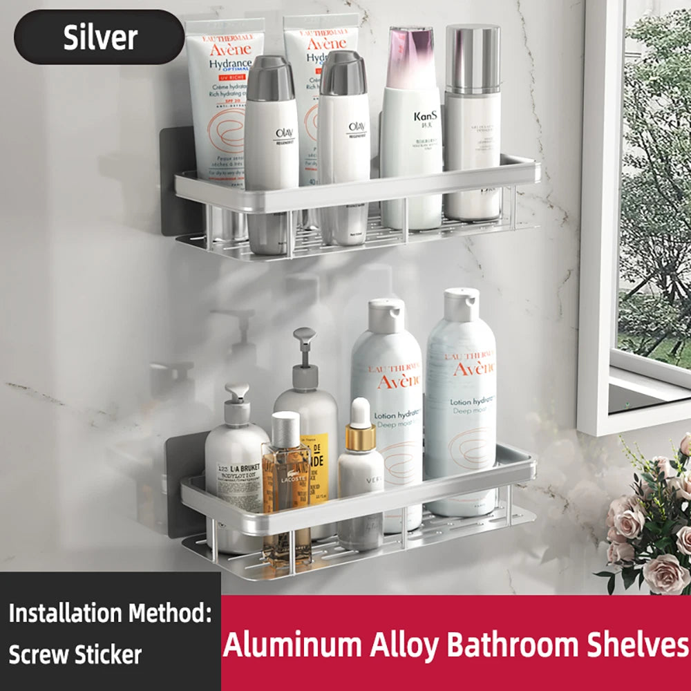 Adhesive Corner Shower Shelf – No Drill Wall Storage for Bathroom Organization