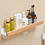 Corner Bathroom Shelf – Solid Wood Wall Mounted Organizer for Shower Storage
