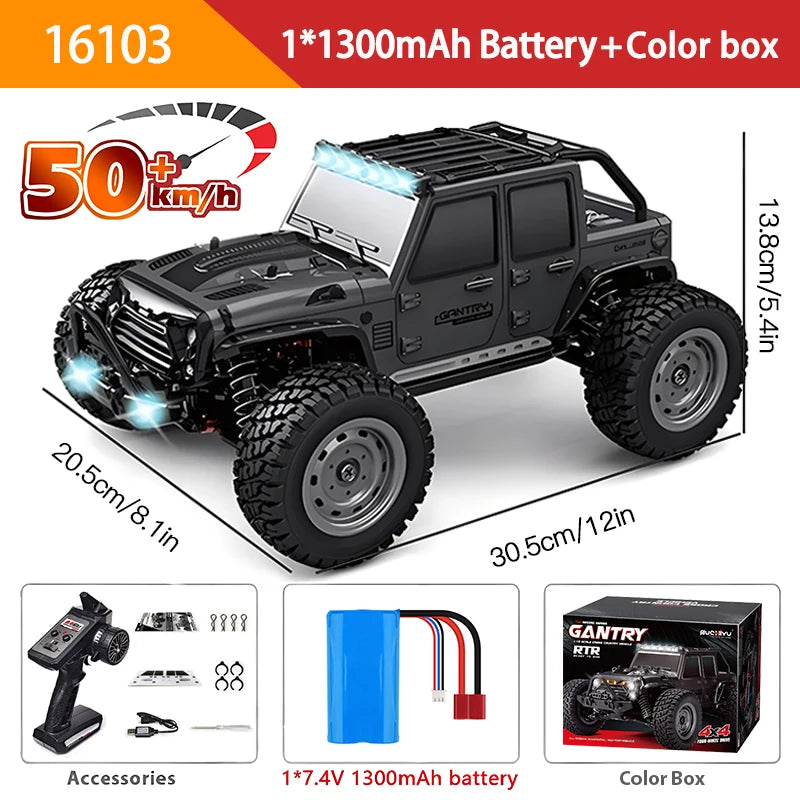 4WD Off-Road RC Monster Truck – 50km/h Remote Control for Adults and Kids