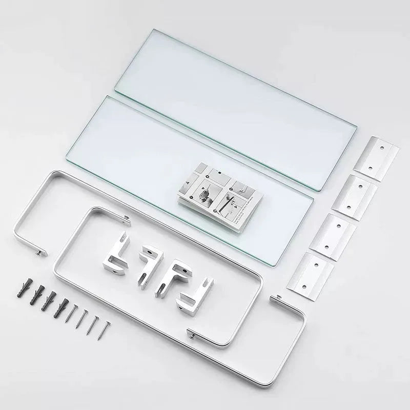 Tempered Glass Wall Shelf – Bathroom Storage Organizer for Shower Accessories