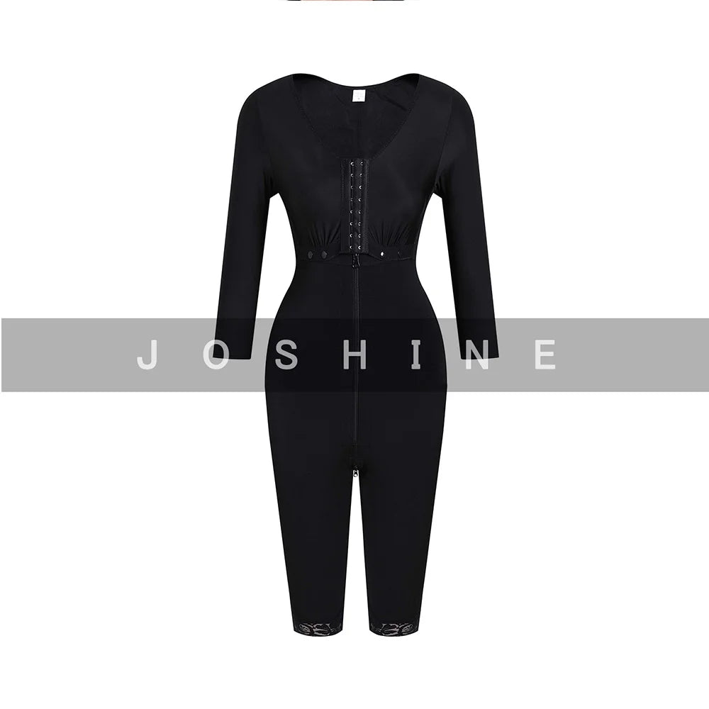 Colombian Lace Shapewear Jumpsuit – Slimming Long Sleeve Bodysuit for Women