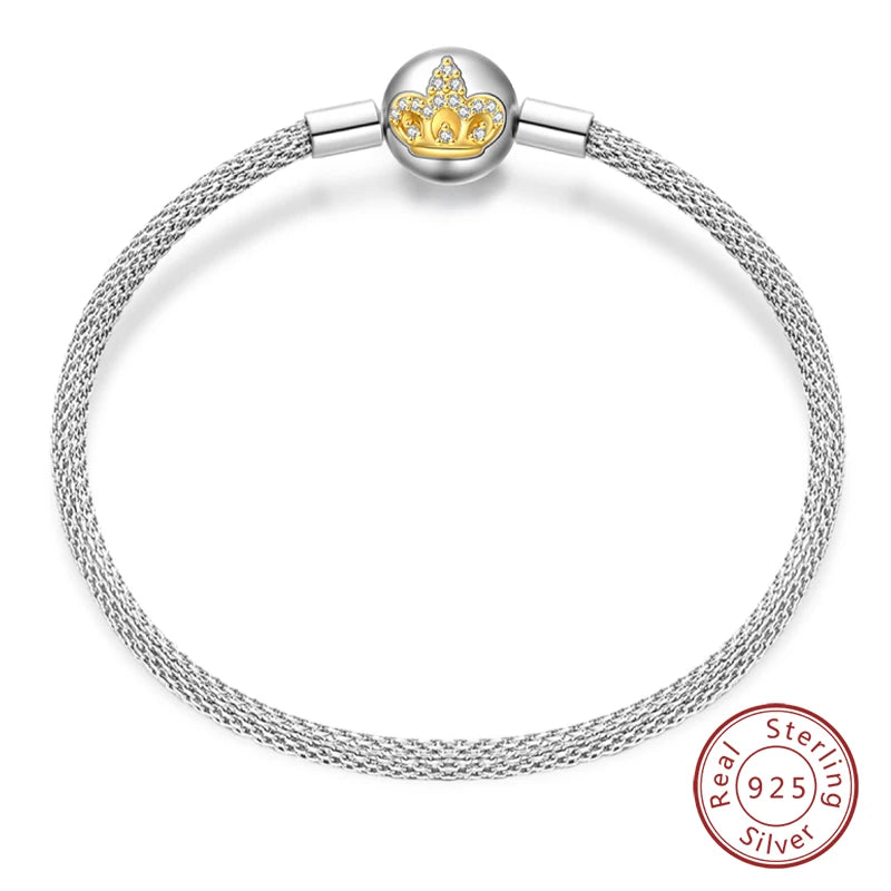 925 Sterling Silver Charm Bracelet – Adjustable Green Zircon for Birthday Gifts
