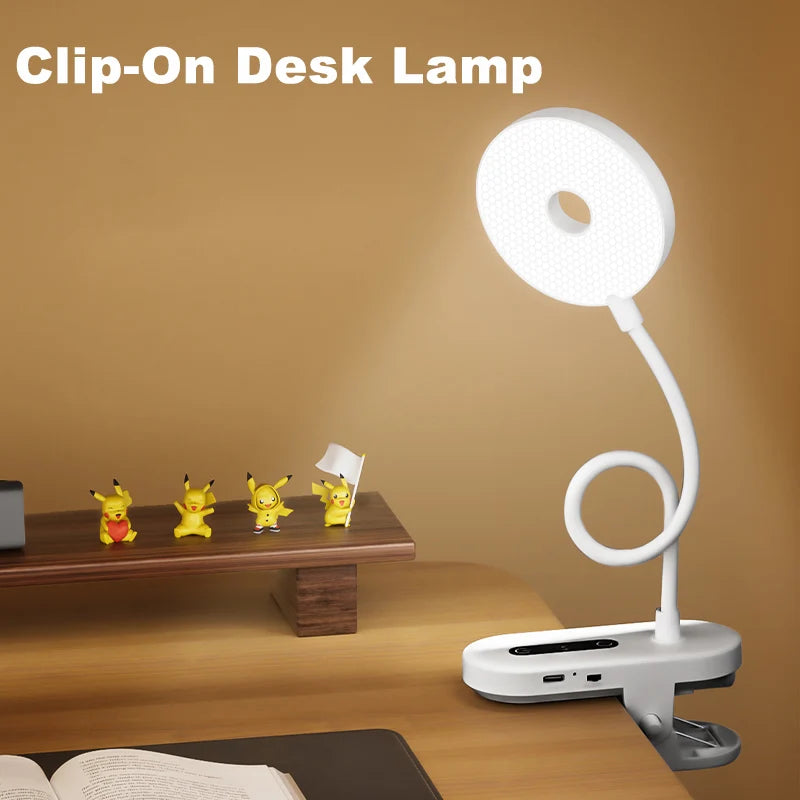 Clip-On LED Desk Lamp – Dimmable Eye-Protection Light for Reading and Study