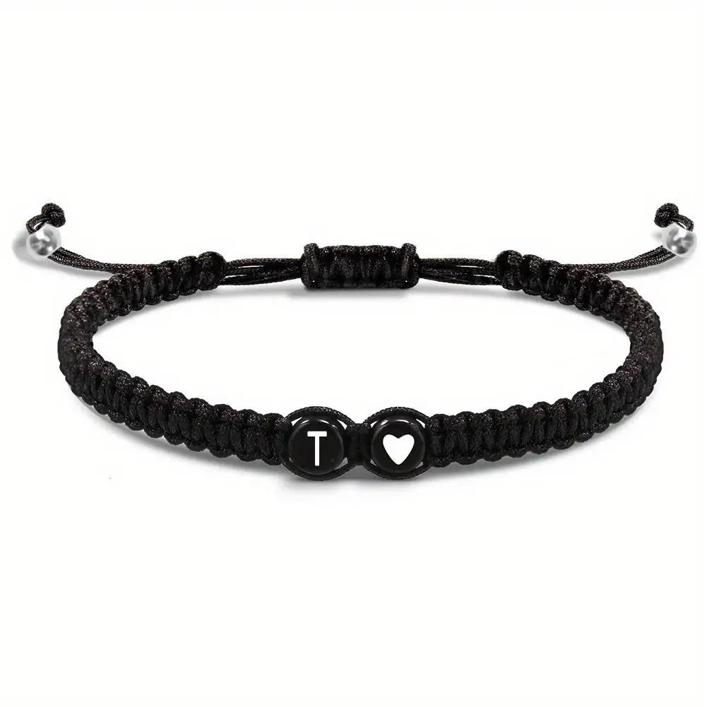 Initial Heart Braided Bracelet – Adjustable A-Z Friendship Jewelry for Gifts