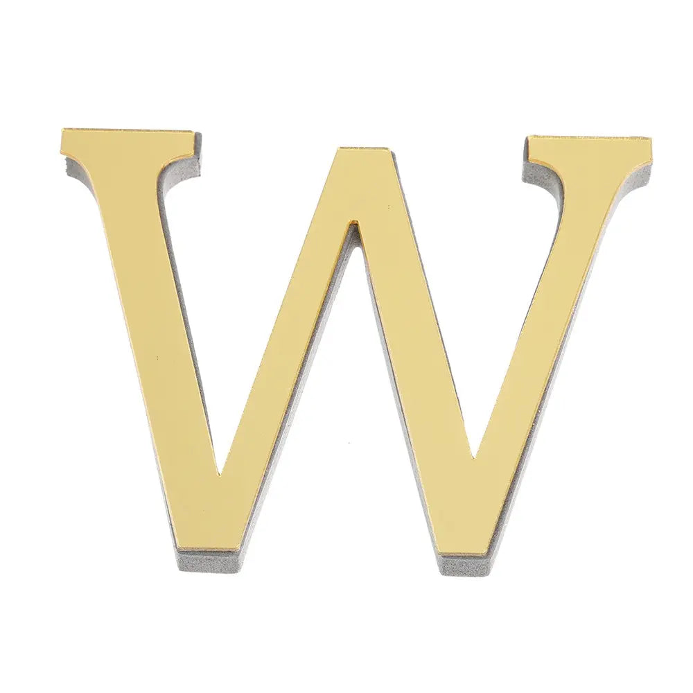 3D Gold Acrylic Letter Wall Stickers – Self-Adhesive Alphabet Home Decor
