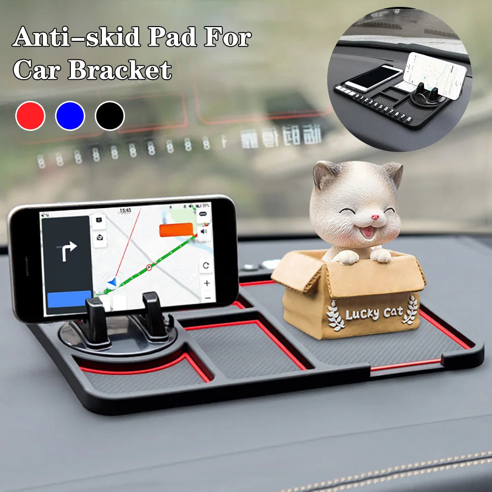 Silicone Dashboard Phone Pad – 4-in-1 Parking Number Card for Car Navigation