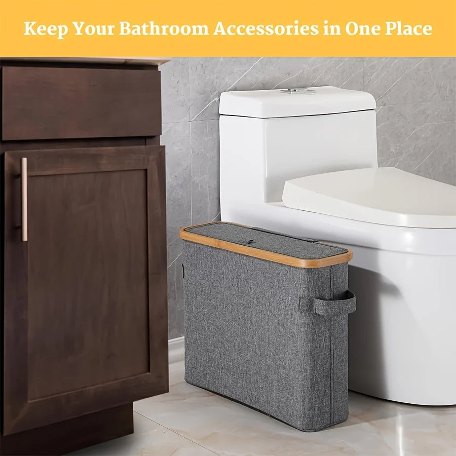 Bamboo Toilet Paper Holder – Enclosed Tissue Storage Box for Bathroom Organizer