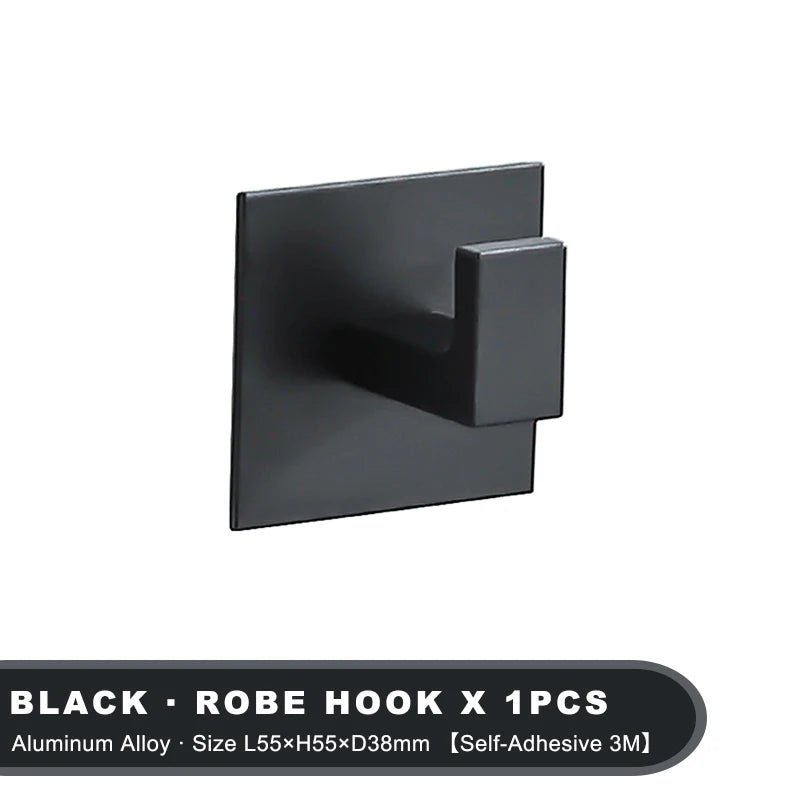 Self-Adhesive Black Wall Hooks – Heavy Duty Hangers for Coats and Towels