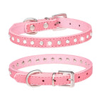 Rhinestone Leather Dog Collar – Adjustable Pet Accessory for Small and Medium Pets