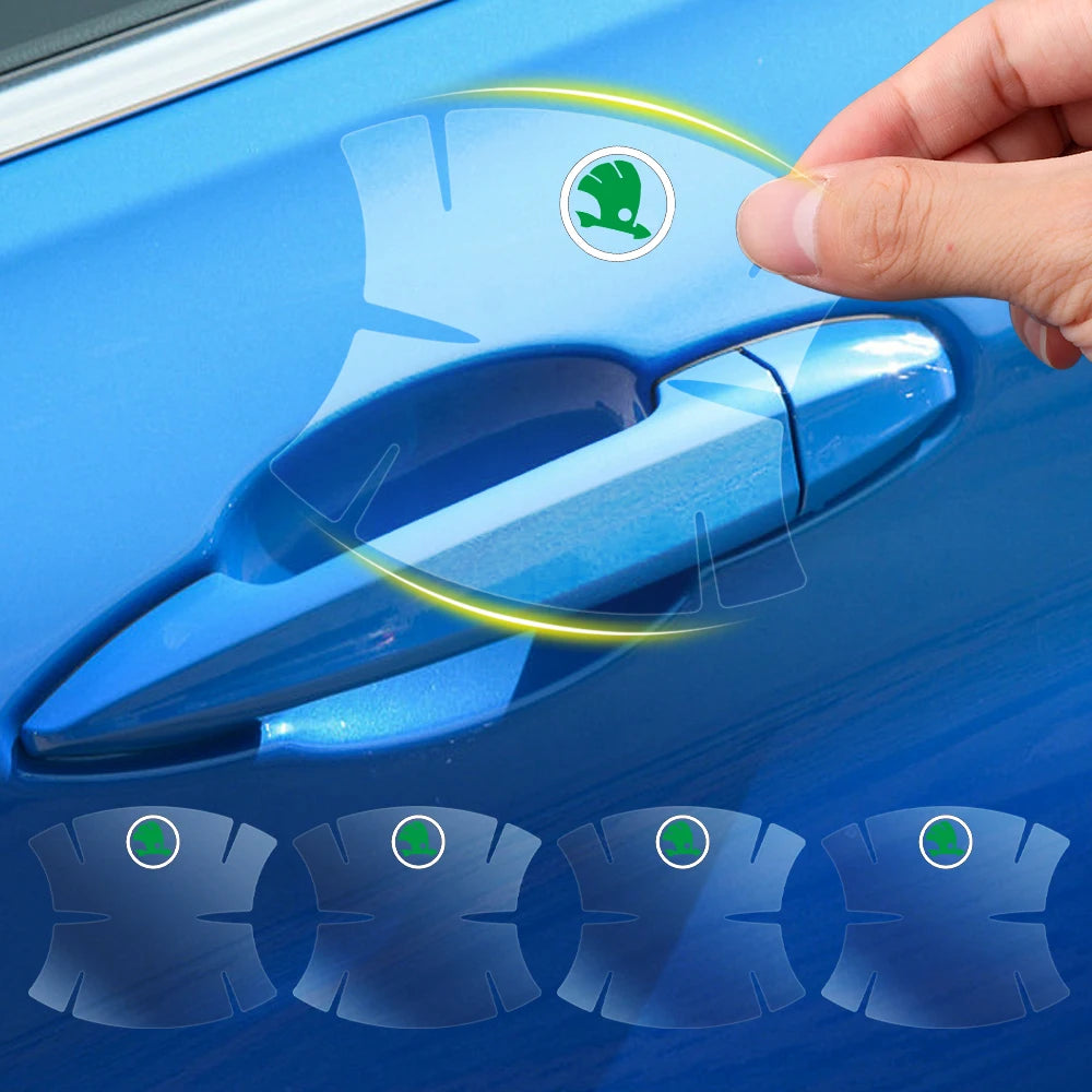 Transparent Car Door Handle Protectors – Anti-Scratch Film for Skoda Models