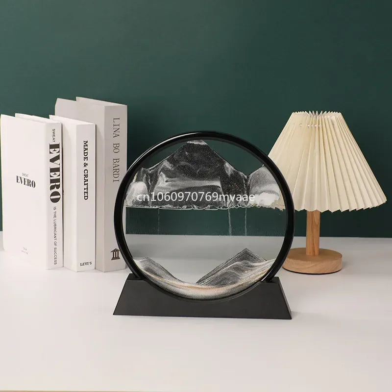 3D Moving Sand Art Frame – Dynamic Liquid Hourglass for Office Home Decor