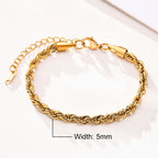 Stainless Steel Rope Chain Bracelet – Unisex Twisted Link Jewelry for Gift