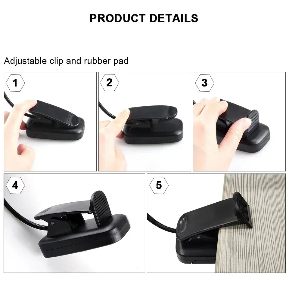 Mini LED Book Clip Light – Battery Powered Eye Protection for Night Reading