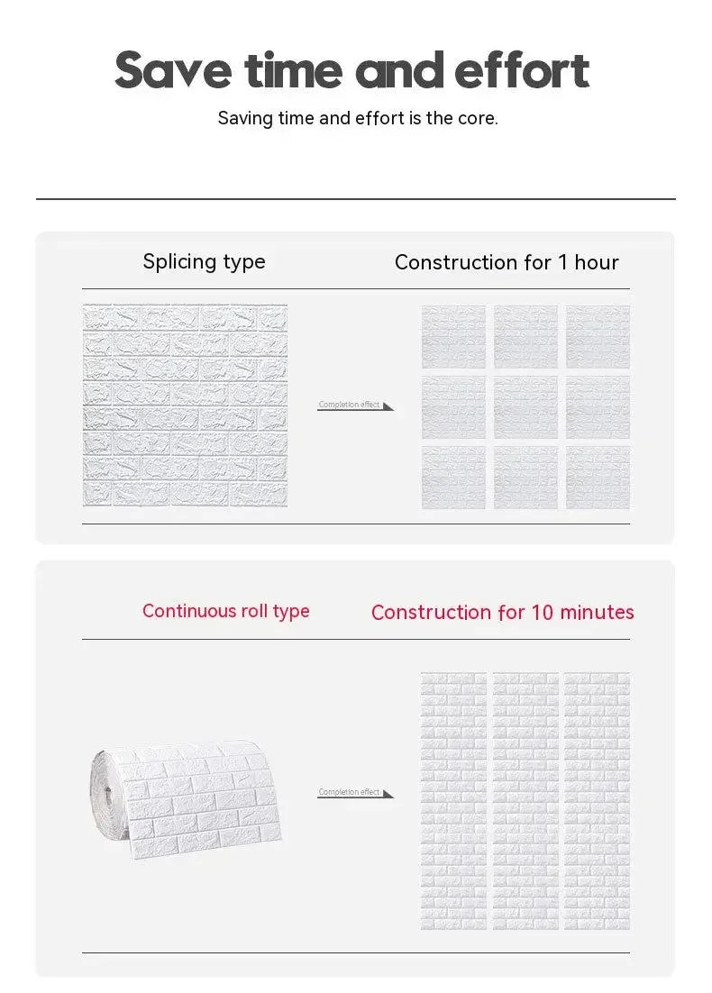 Self-Adhesive 3D Foam Brick Wallpaper – Waterproof Wall Decor for Home Living