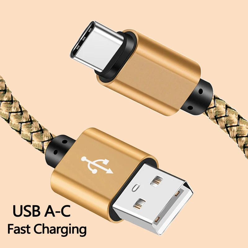 Braided Nylon USB-C Charging Cable – Fast Data Sync for Android and iPhone
