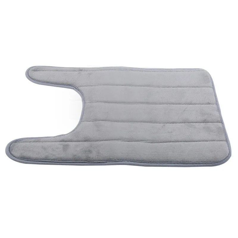 U-Shaped Memory Foam Bath Mat – Absorbent Non-Slip Rug for Bathroom Toilet