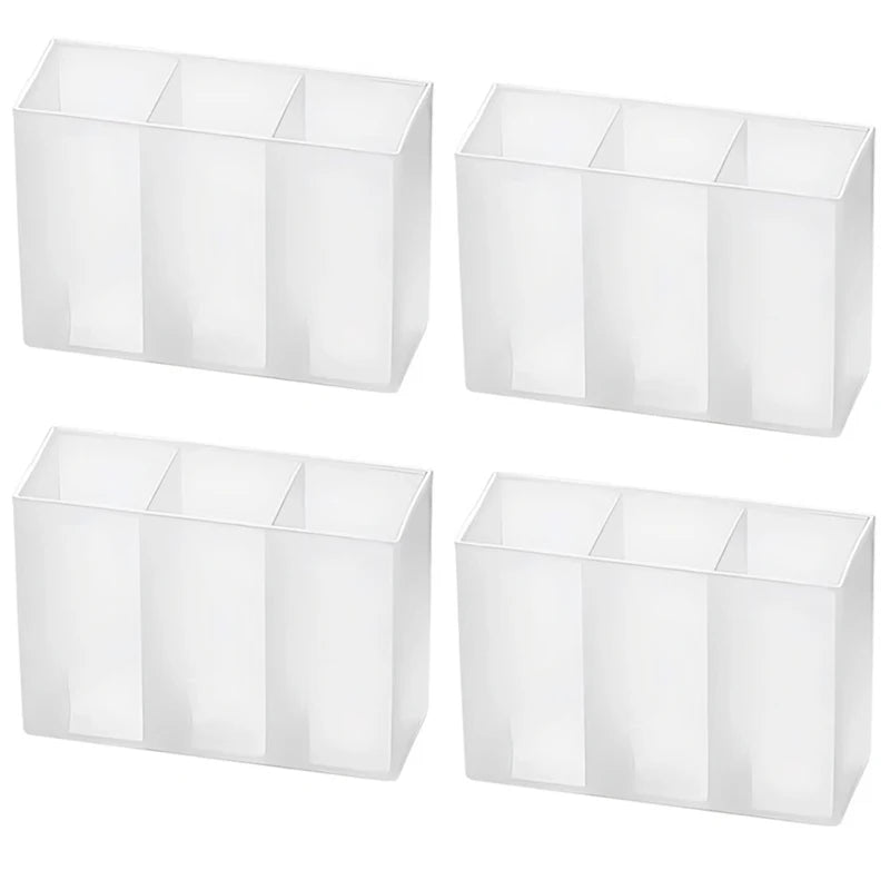 3-Grid Plastic Desk Organizer – Multi-Functional Storage for Makeup