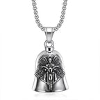 Vintage Jesus Cross Bell Pendant – Religious Biker Necklace for Men