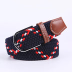 Woven Elastic Canvas Belt – Stretch Braided Buckle Strap for Casual Jeans