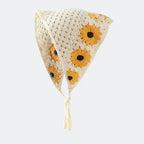 Knitted Lace Flower Hair Scarf – Boho Triangle Headband for Women Hair Styling