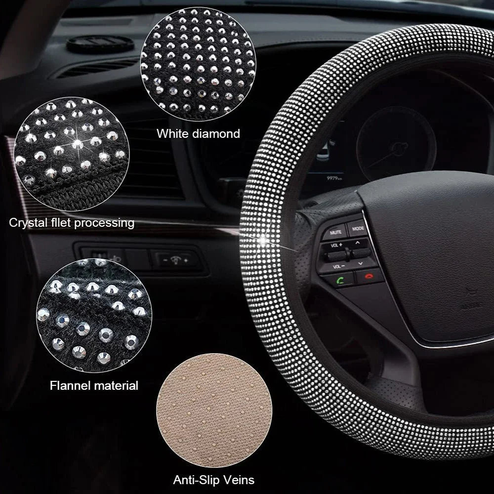 Crystal Rhinestone Steering Wheel Cover – Sparkling Auto Interior Decoration