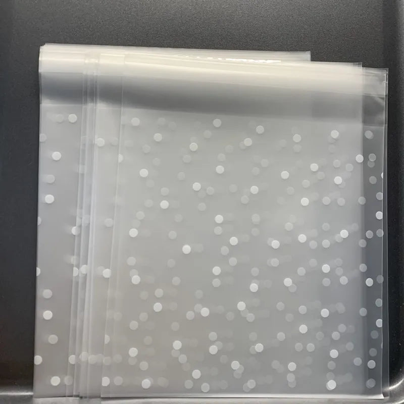 Frosted Dot Transparent Bags – 100pcs Assorted Sizes for Party Favors